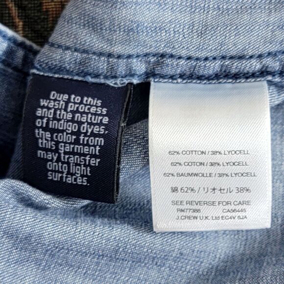 J Crew Jumpsuit Womens 16 Blue Chambray Denim Sleeveless Wide Leg Zip Front - Picture 14 of 16